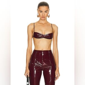 B1. NWOT PRISCAVera VINYL BRA TOP IN OXBLOOD